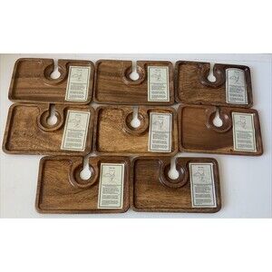 8 GOURMET Acacia Wood Canape Serving Trays Wine Holder Stacks NWT